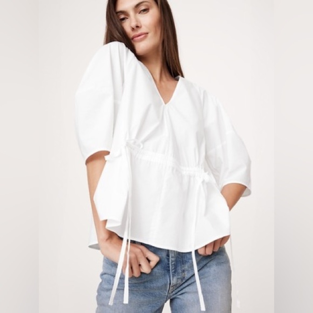 BANANA REPUBLIC COTTON POPLIN CINCH-WAIST TOP - Picture 5 of 6